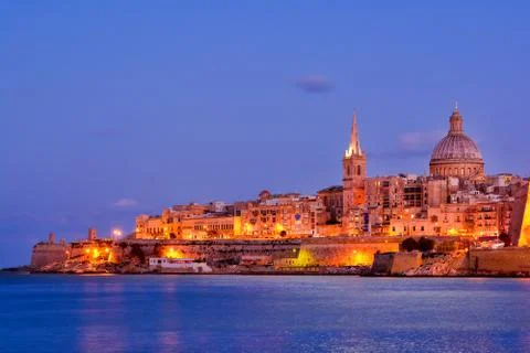 Valetta by night, Malta Stock Photos