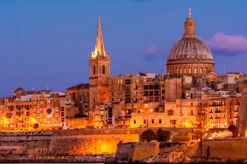Valetta by night, Malta Stock Photos