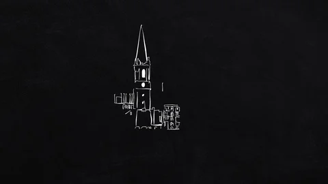 Valetta skyline - self-drawing lines on black Stock Footage 109202846