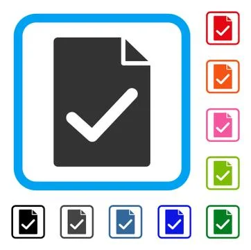 Valid Agreement Page Framed Icon Stock Illustration