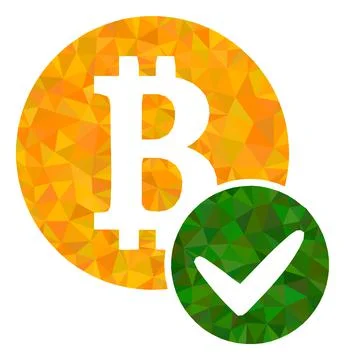 Valid Bitcoin Polygonal Icon Stock Illustration