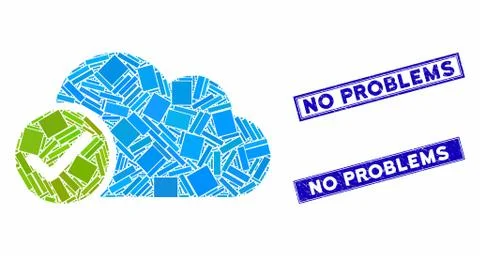 Valid Cloud Mosaic and Distress Rectangle Seals Ilustración de archivo