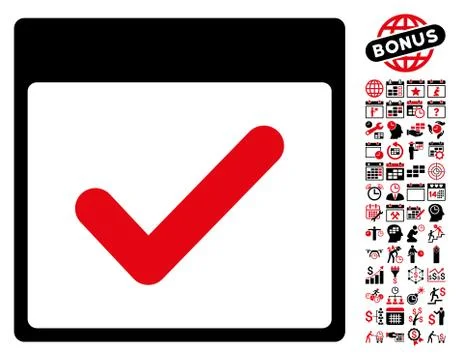 Valid Day Calendar Page Flat Vector Icon With Bonus Stock Illustration