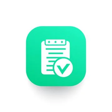 Valid document, approved report icon, sign Stock Illustration