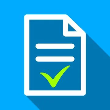 Valid Document Flat Long Shadow Square Icon Stock Illustration