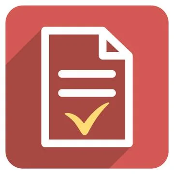 Valid Document Flat Rounded Square Icon with Long Shadow Illustrazione stock