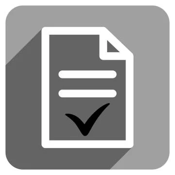 Valid Document Flat Square Icon with Long Shadow Illustrazione stock