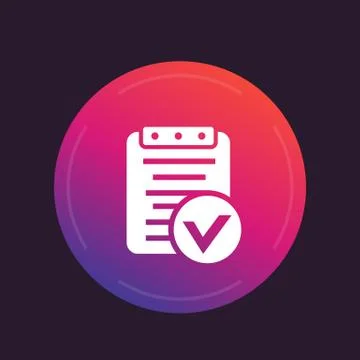Valid document icon, approved report symbol, vector illustration Illustrazione stock