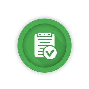Valid document icon, approved report round green pictogram, vector illustrati 스톡 일러스트