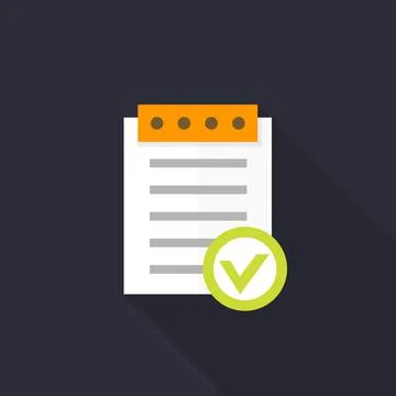 Valid document icon, approved report in flat style Stock Illustration
