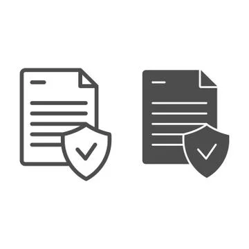 Valid document line and glyph icon. Approved document vector illustration Stock Illustration