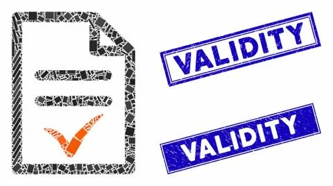 Valid Document Mosaic and Distress Rectangle Validity Stamps Stock Illustration