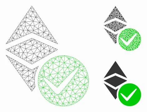 Valid Ethereum Classic Vector Mesh Wire Frame Model and Triangle Mosaic Icon Stock Illustration