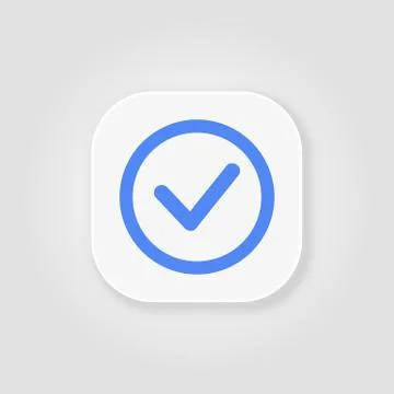 Valid Seal icon. Blue tick in blue circle. Flat OK sticker icon. Stockillustratie