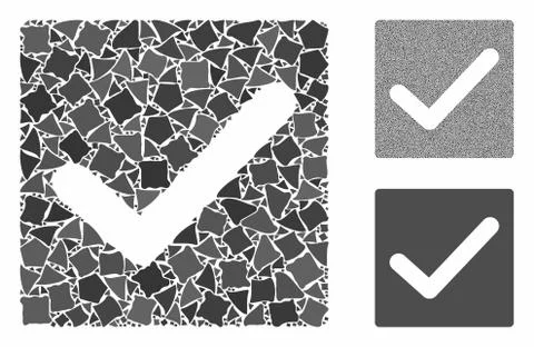 Valid tick Mosaic Icon of Bumpy Pieces Stock Illustration