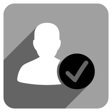 Valid User Flat Square Icon with Long Shadow Stock Illustration