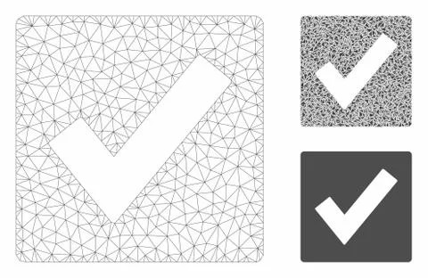 Valid Vector Mesh Network Model and Triangle Mosaic Icon Stock Illustration