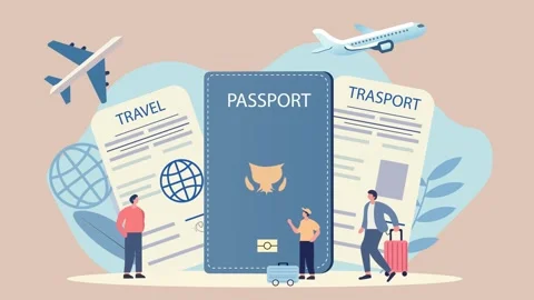 Valid Visa Document with passport and Passengers Ready To Take the Trip Fla.. Stock Footage 304774914