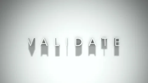 Validate 3D title animation with shadows on a white background Stock Footage 297467163