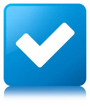 Validate icon cyan blue square button Stock Illustration