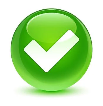 Validate icon glassy green round button Stock Illustration