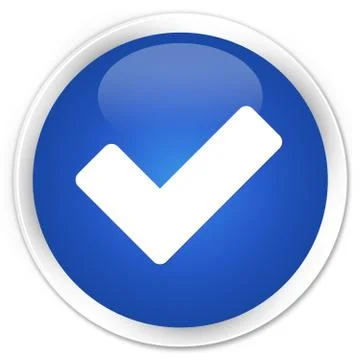 Validate icon premium blue round button Stock Photos