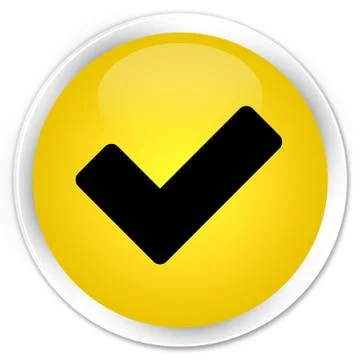 Validate icon premium yellow round button Stock Illustration
