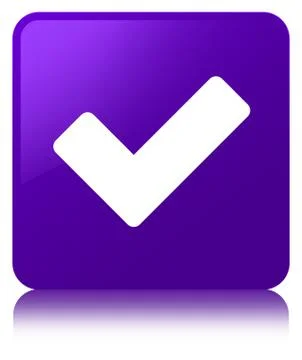 Validate icon purple square button Stock Illustration