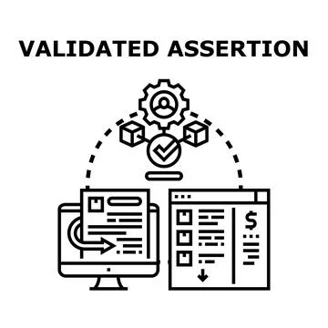 Validated assertion processing data flow and confirmation Illustrazione stock