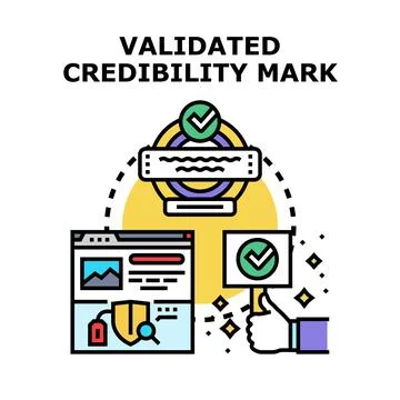 Validated credibility mark concept displaying online trust Stock Illustration