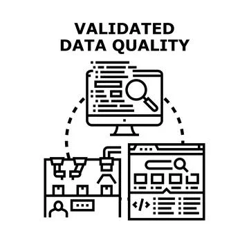 Validated data quality concept ensuring accuracy and management Stock Illustration