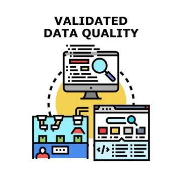 Validated data quality concept ensuring accuracy and management Stock Illustration