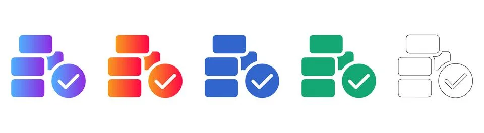 Validated Database Storage Icons Illustrazione stock