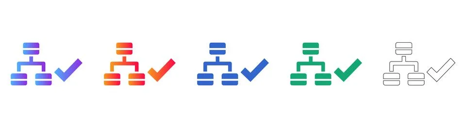 Validated Network Hierarchy Icons Stock Illustration