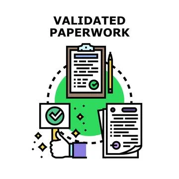 Validated paperwork approval process concept illustration Stock Illustration