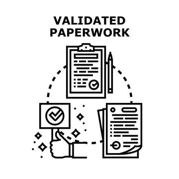 Validated paperwork approval process concept illustration Stock Illustration