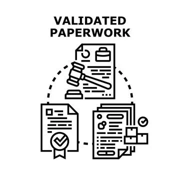 Validated paperwork process with approval and legal compliance Stock Illustration