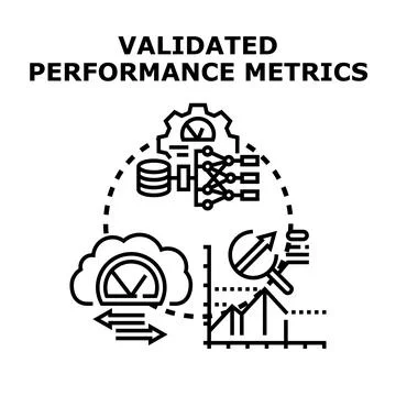 Validated performance metrics measuring data analysis process Stock Illustration