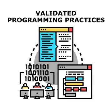 Validated programming practices for quality software development Stock Illustration