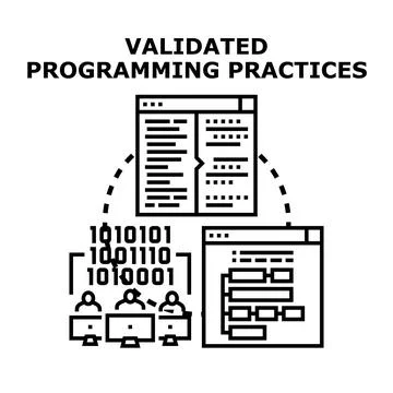 Validated programming practices for quality software development Illustrazione stock
