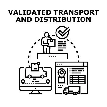 Validated transport and distribution process concept Stock Illustration