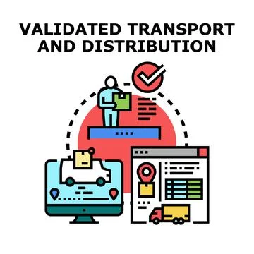Validated transport and distribution process concept Stock Illustration