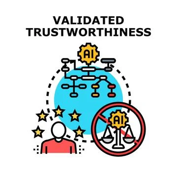 Validated trustworthiness with artificial intelligence system rating Stock Illustration