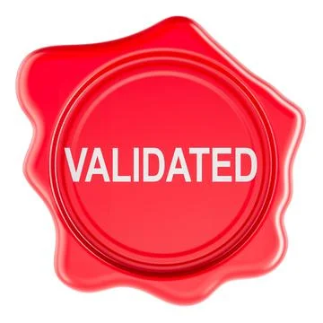 Validated wax seal, red stamp. 3D rendering Stock Illustration