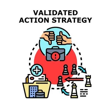 Validating action strategy for business project planning Illustrazione stock