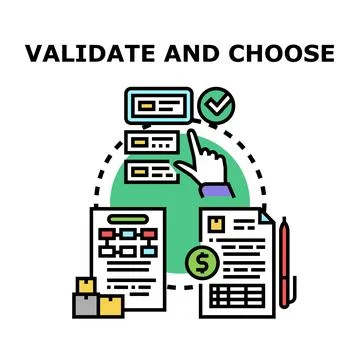 Validating and choosing options for business process management Stock Illustration