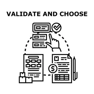 Validating and choosing options for business process management Stock Illustration