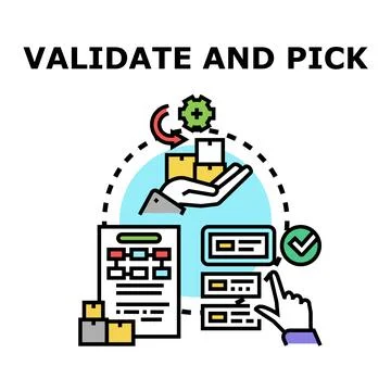 Validating and picking items from an order checklist Stock Illustration