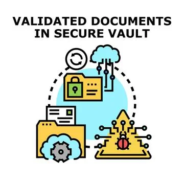 Validating and securing digital documents in a secure vault イラスト素材