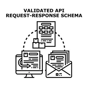 Validating api request response schema process Illustrazione stock